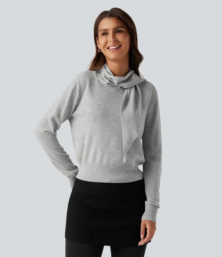 Scarf Tie Long Sleeve Casual Jumper