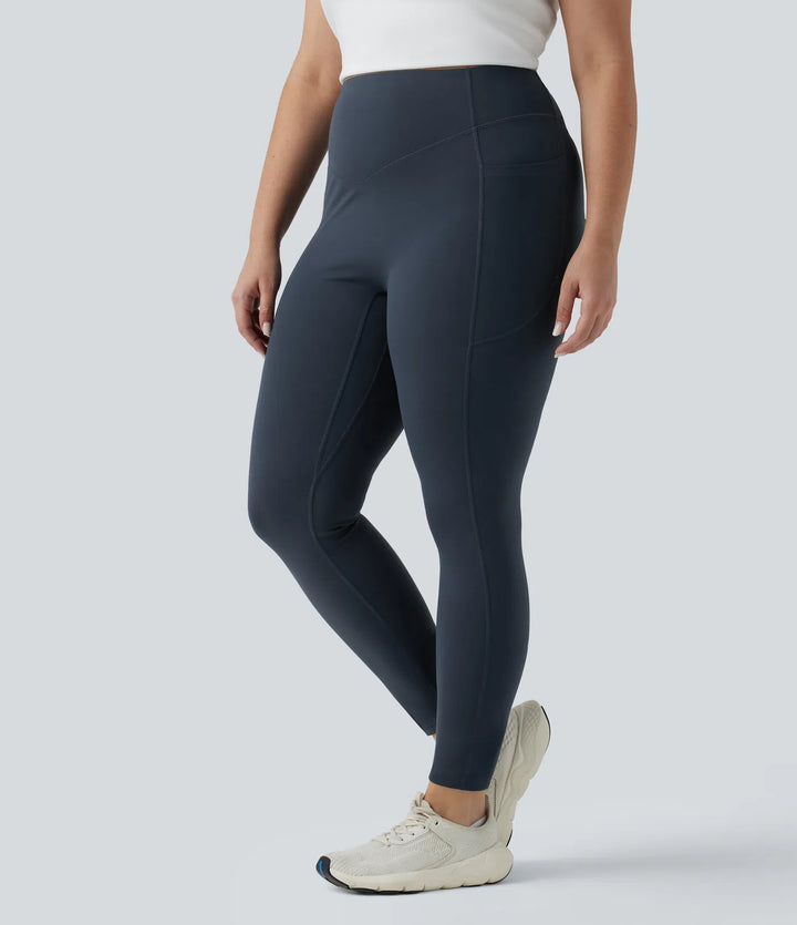 Plus Size Halara UltraSculpt High Waisted Tummy Control Butt Lifting Ruched Yoga Leggings with Pockets