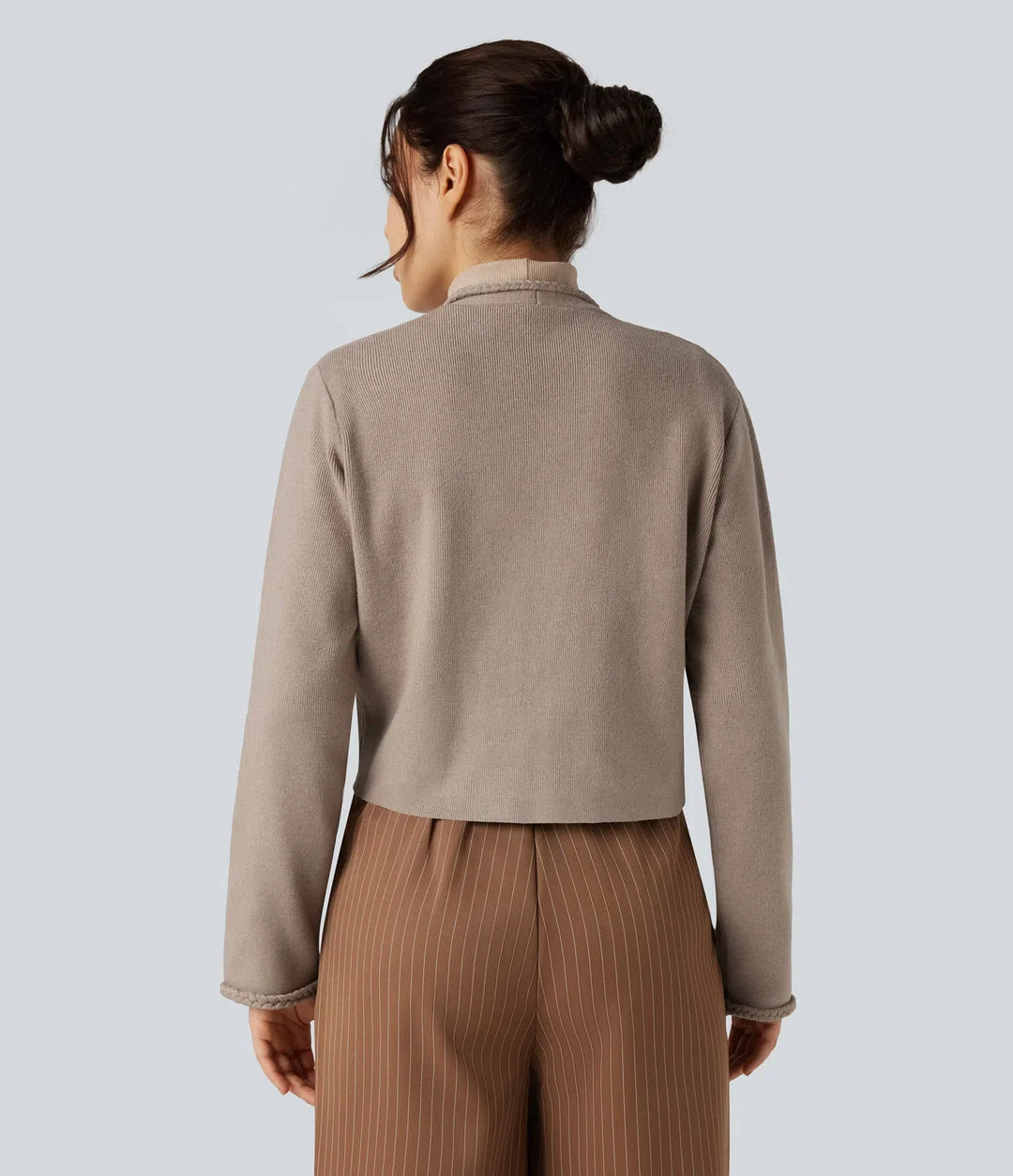 Long Sleeve Open Front Work Cardigan with Pockets