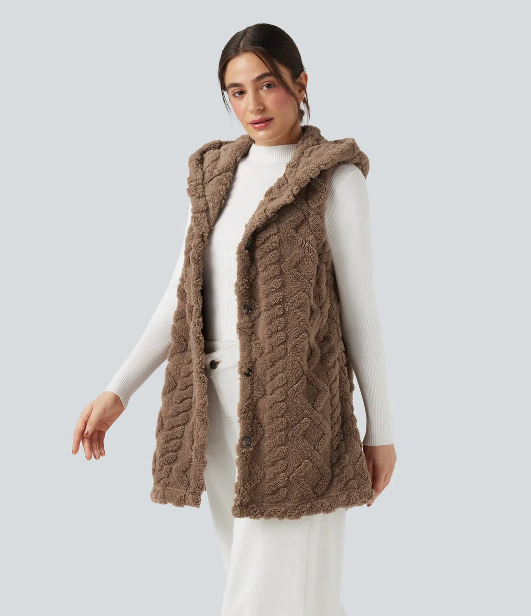 Hooded Casual Sherpa Vest