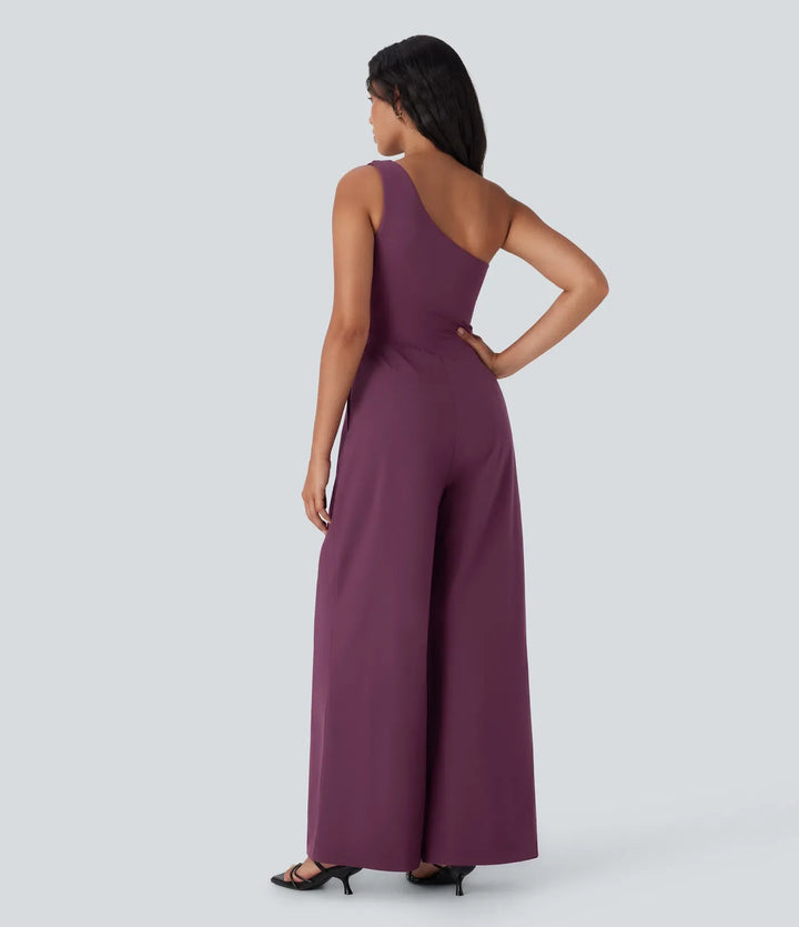 Breezeful One Shoulder Quick Dry Jumpsuit with Pockets