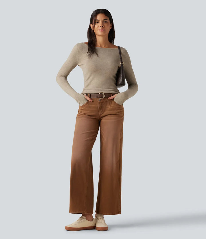 V Neck Long Sleeve Slim Casual Jumper
