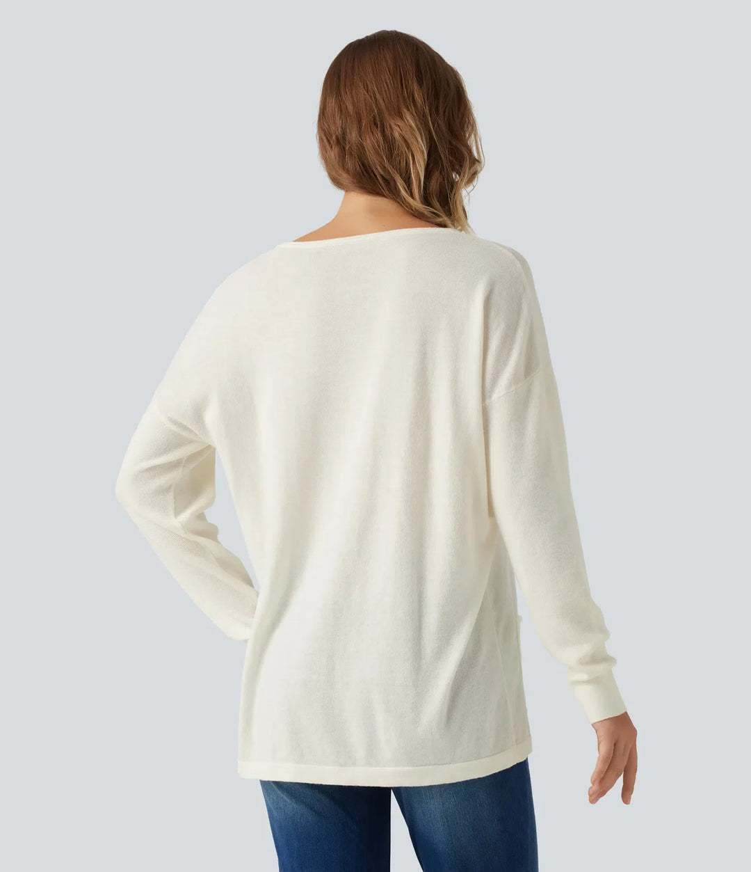 Round Neck Long Sleeve Casual Jumper with Pockets
