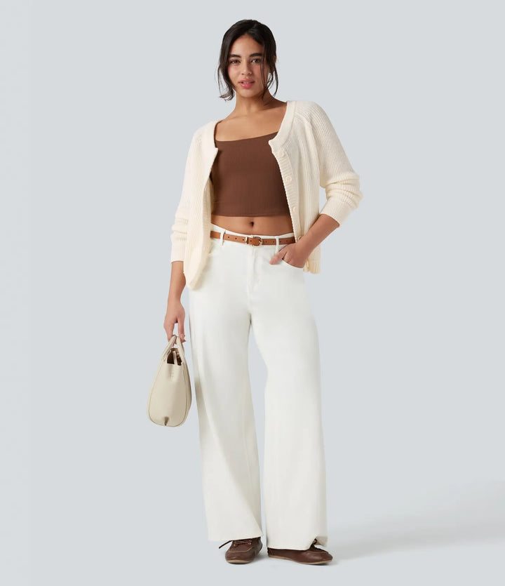Round Neck Long Sleeve Casual Cardigan