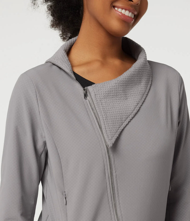 Asymmetric Collar Long Sleeve Casual Jacket with Pockets