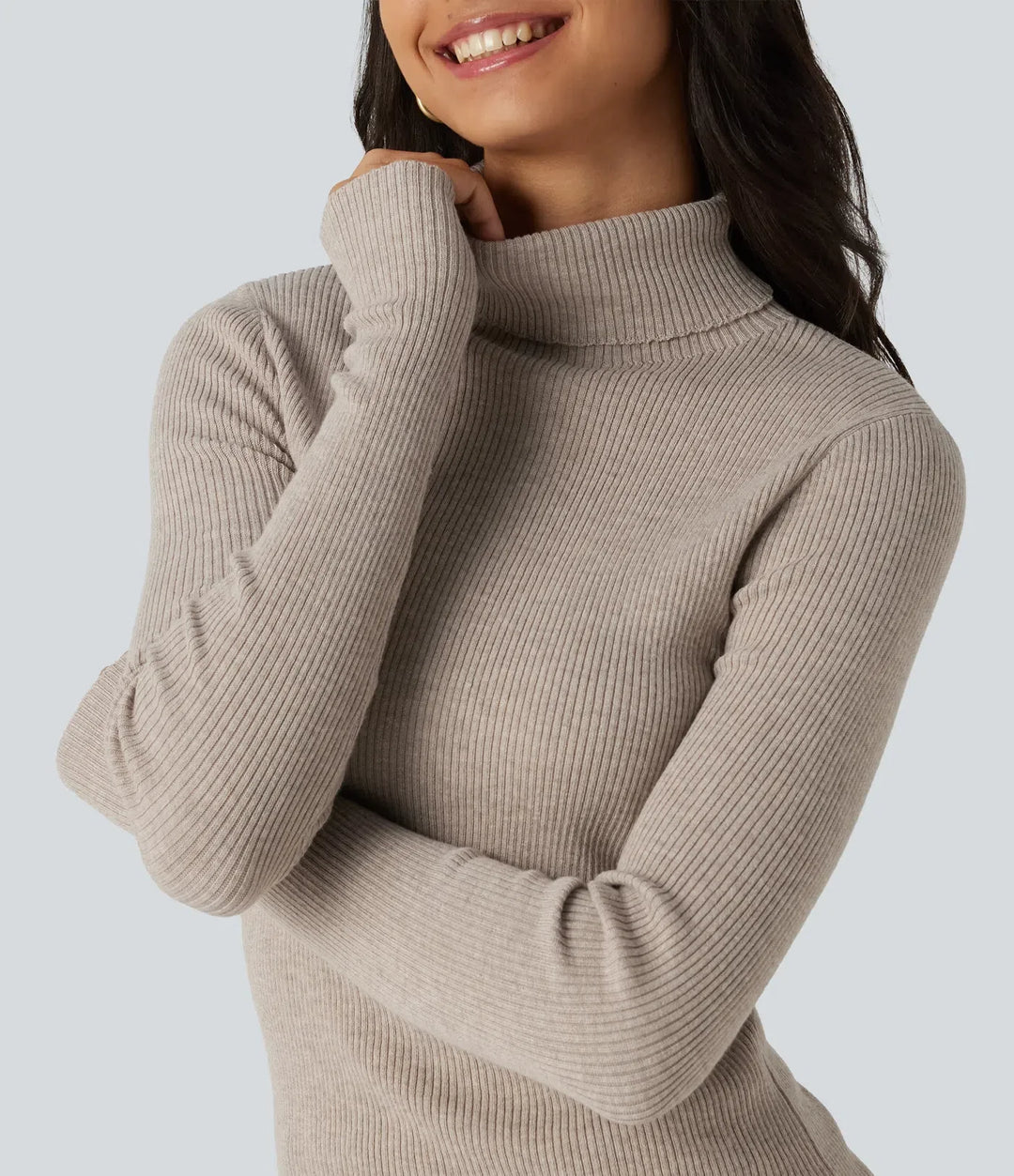 High Neck Long Sleeve Thumb Hole Work Jumper