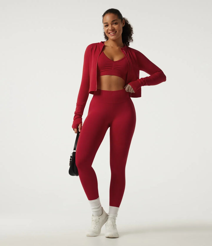OneForm Seamless Flow Long Sleeve Curved Hem Workout Coat with Thumbholes
