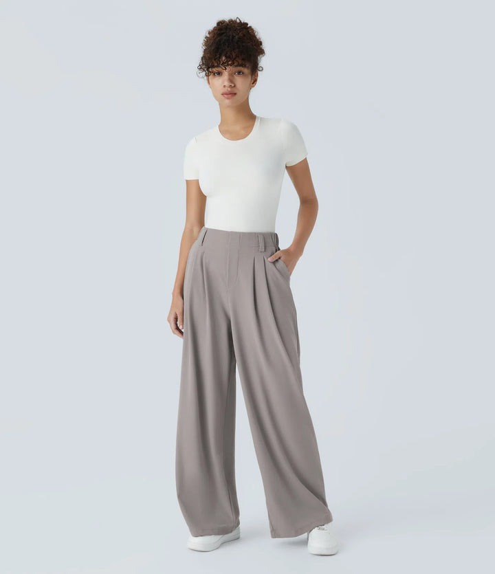 Halara Flex High Waisted Pocket Wide Leg Waffle Work Trousers