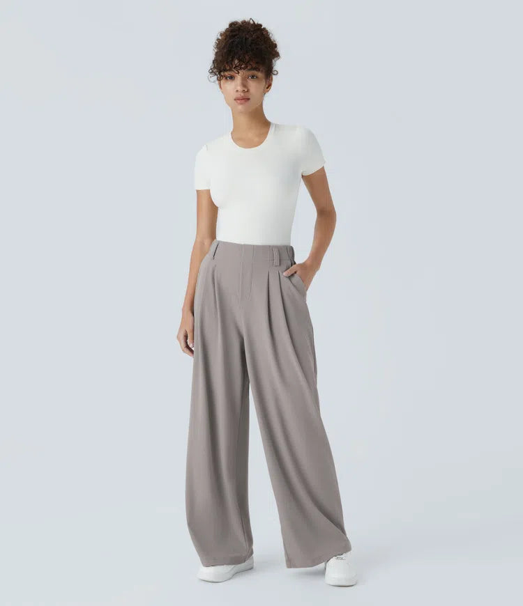 Halara Flex High Waisted Pocket Wide Leg Waffle Work Trousers