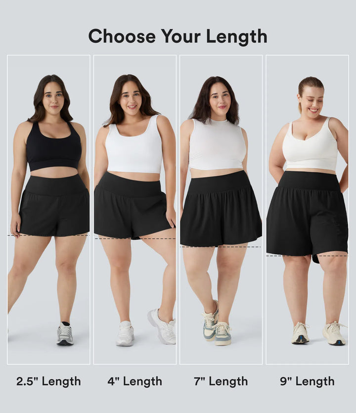 Super High Waisted Back Pocket &amp; Side Hidden Pocket 2-in-1 Yoga Plus Size Shorts 4&