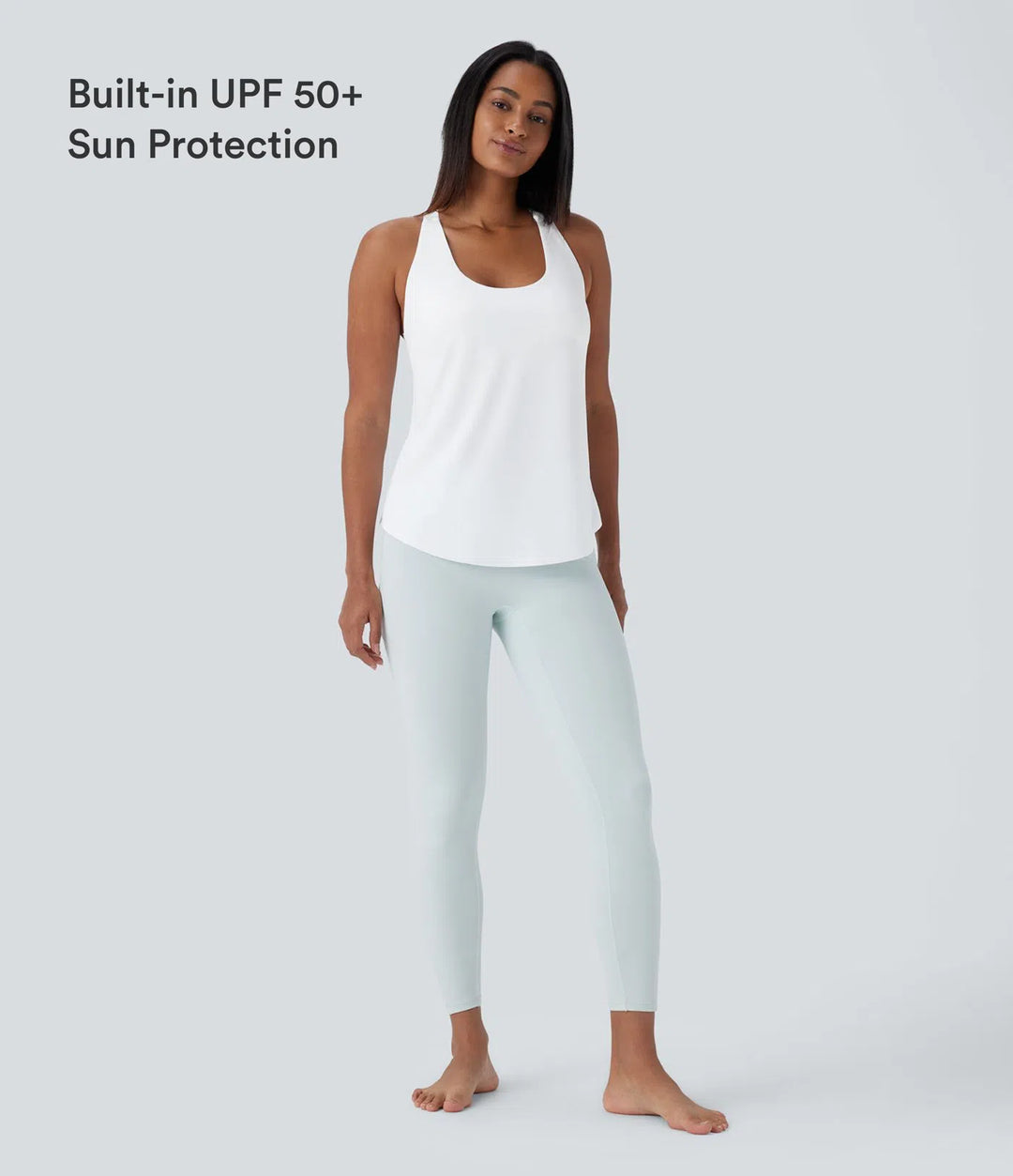 U Neck Curved Hem InstantCool Yoga Tank Top-UPF50+