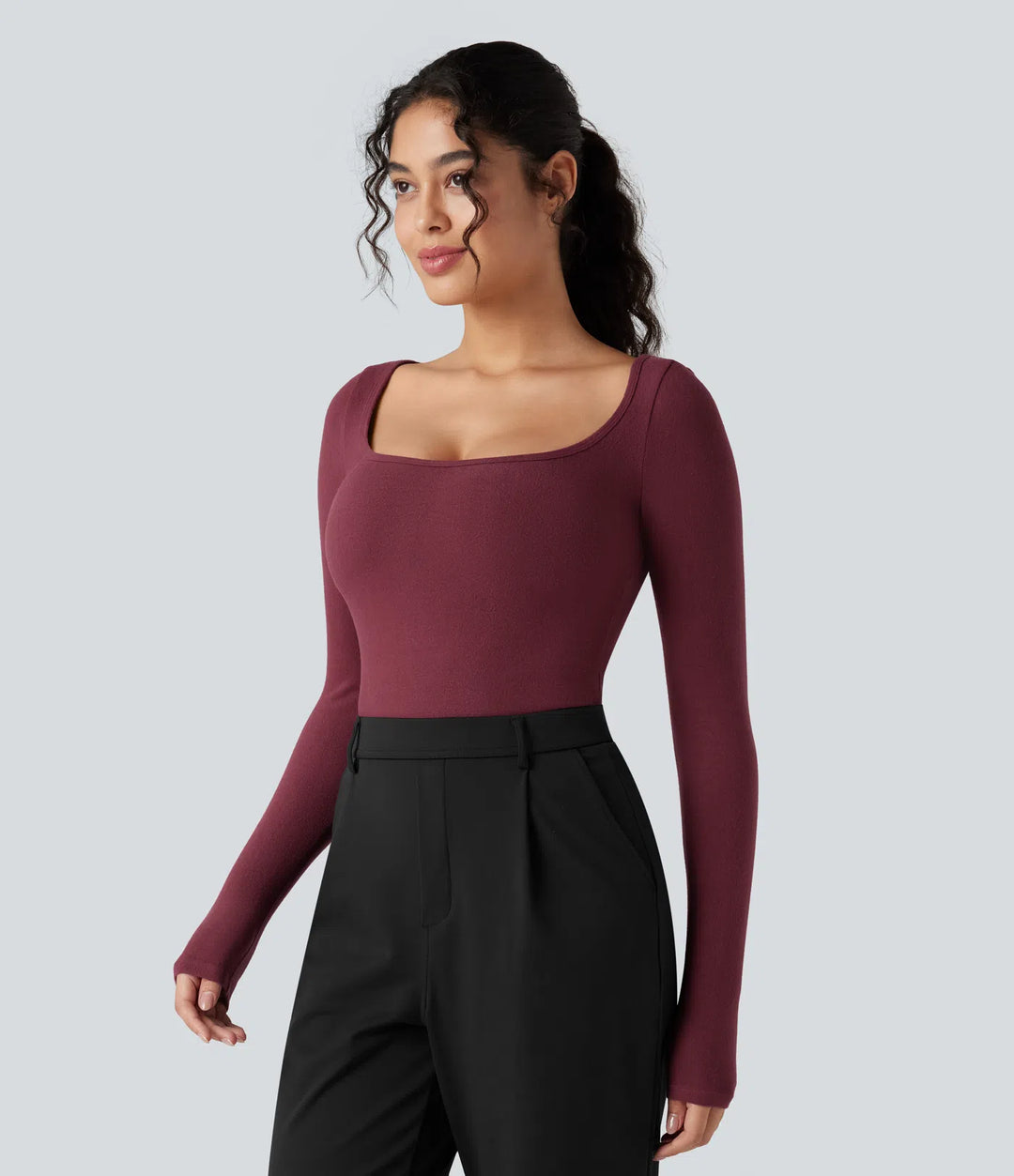 Halara HeatCore Scoop Neck Long Sleeve Work Warming T-Shirt