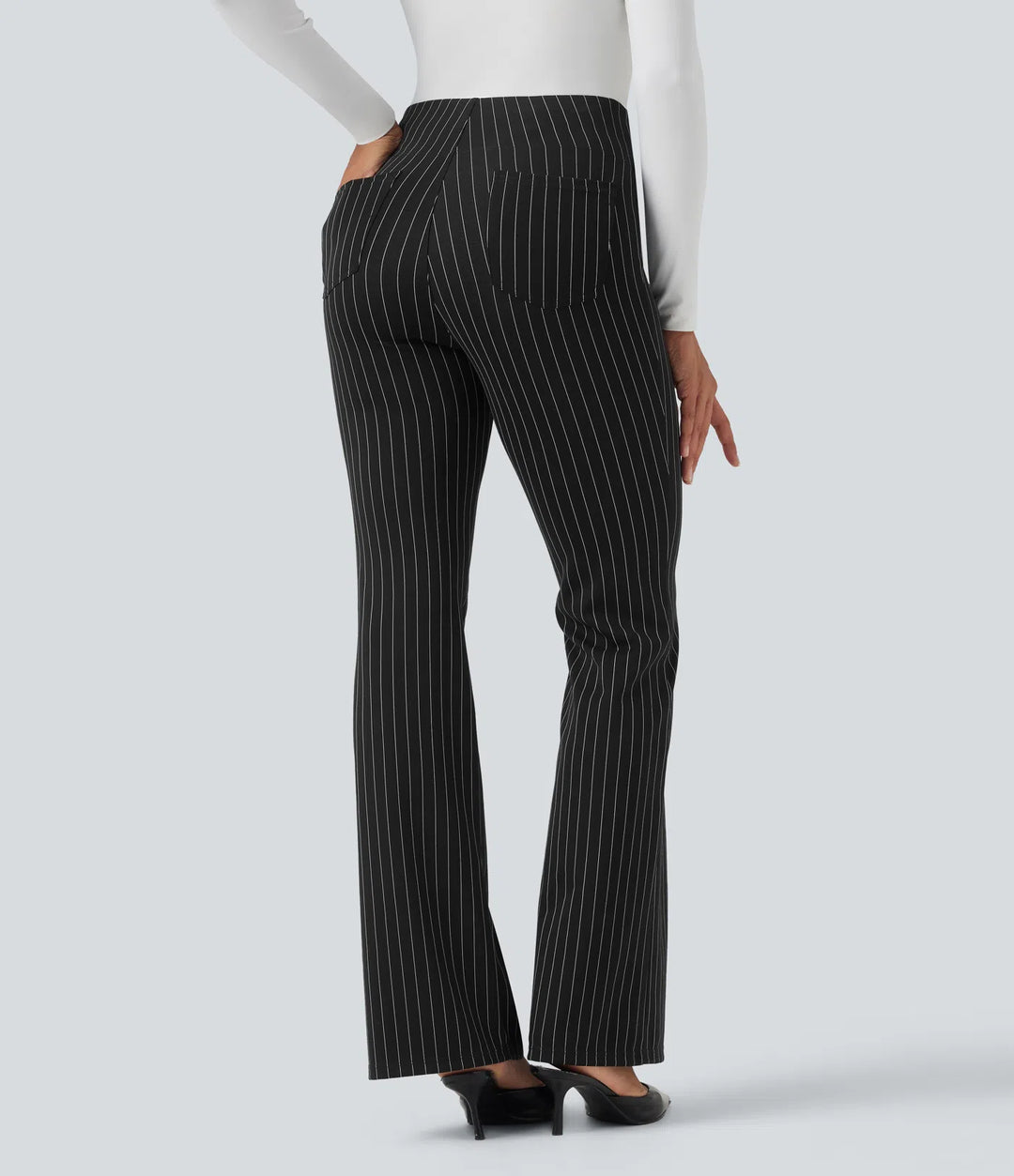 Halara Flex High Waisted Striped Work Flared Trousers with Pockets