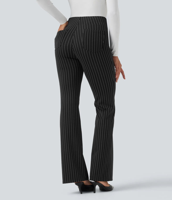 Halara Flex High Waisted Striped Work Flared Trousers with Pockets
