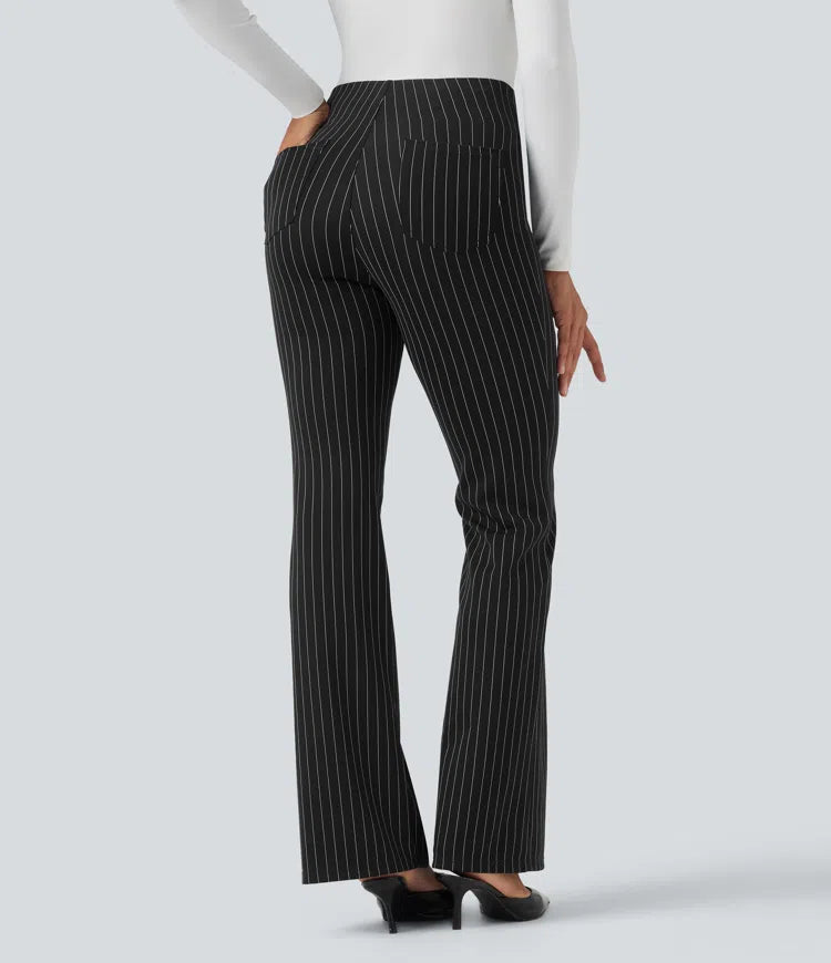 Halara Flex High Waisted Striped Work Flared Trousers with Pockets