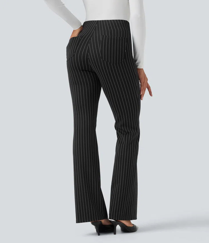 Halara Flex High Waisted Striped Work Flared Trousers with Pockets