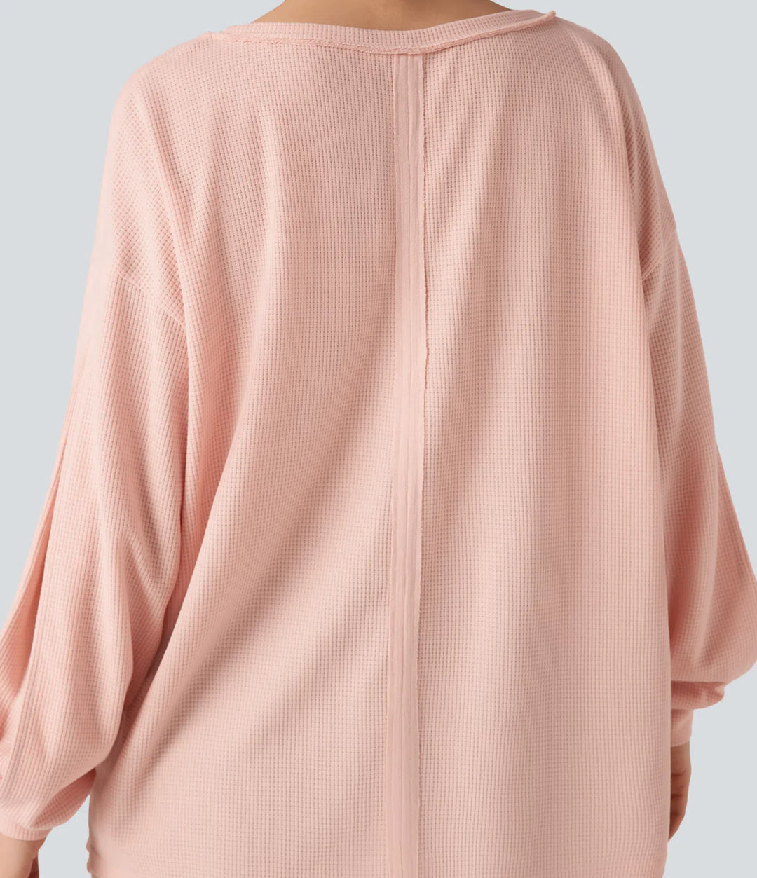 Scoop Neck Long Sleeve Waffle Casual Sweatshirt