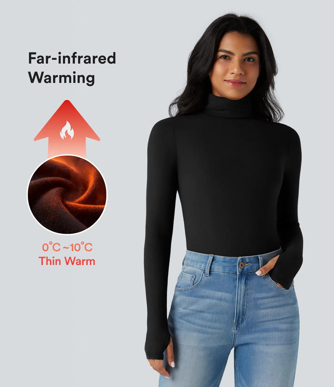 Halara HeatCore Turtleneck Long Sleeve Thumb Hole Casual Warming Top