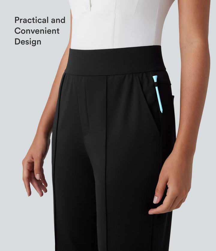 Mid High Waisted Pockets Quick Dry Golf Trousers-Golf Tee-UPF40+