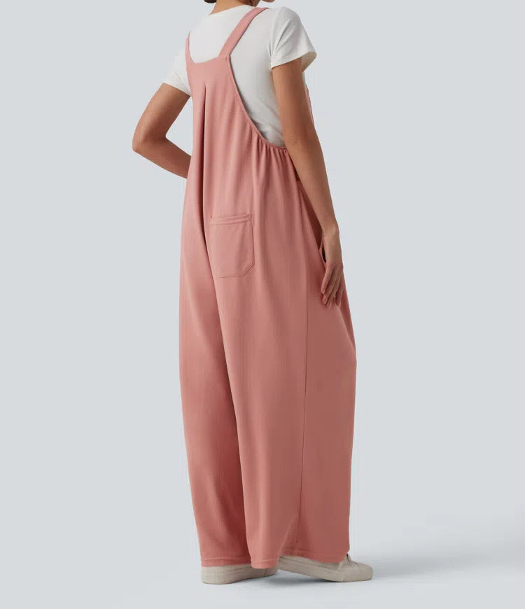 Adjustable Straps Waffle Casual Maternity Dungarees with Pockets