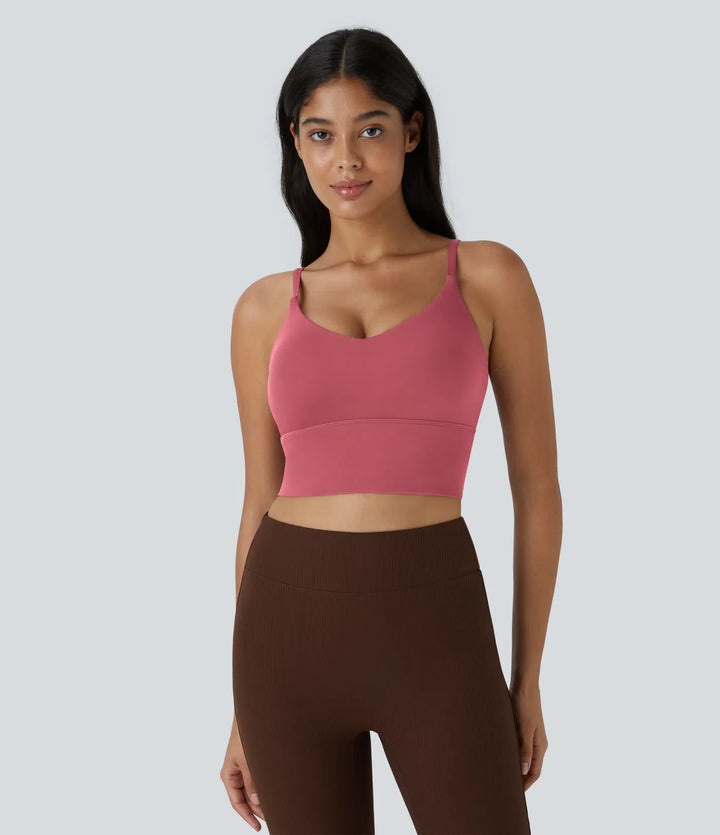 SoftlyZero Low Support V Neck Yoga Sports Bra-A-D Cups