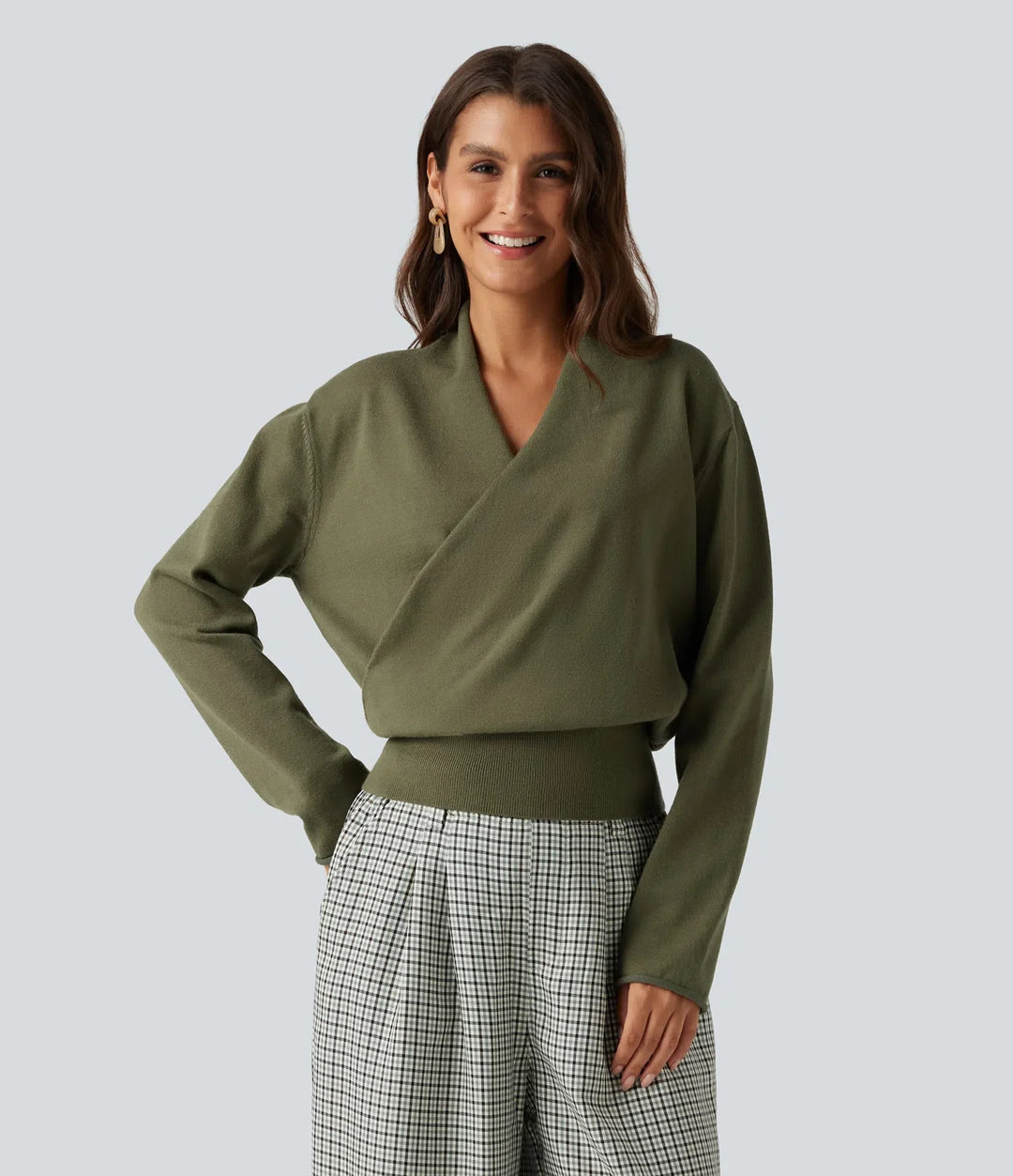 V Neck Long Sleeve Casual Jumper