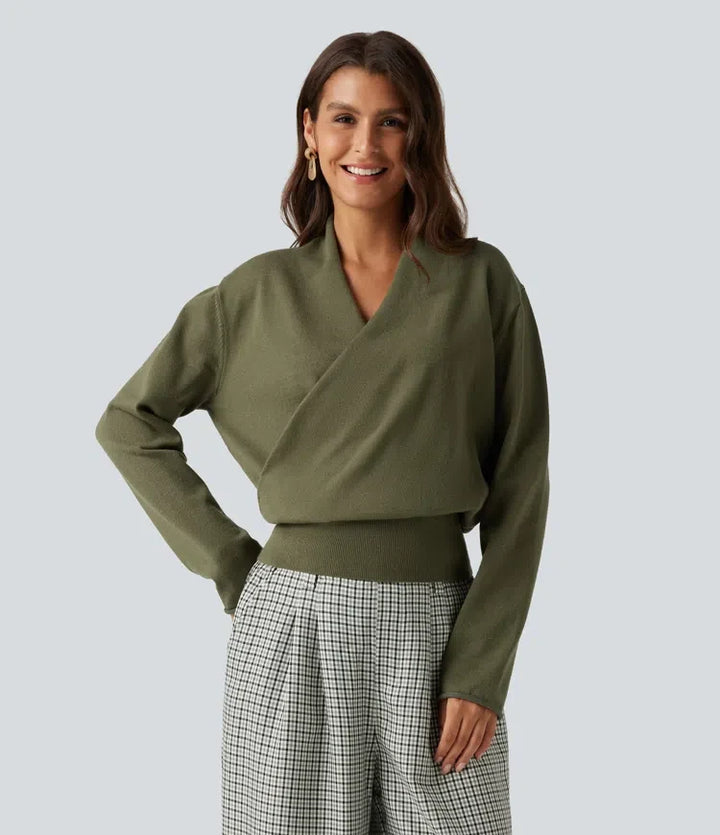 V Neck Long Sleeve Casual Jumper