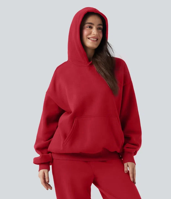 Hooded Long Sleeve Fleece Casual Cotton Sweatshirt with Pockets