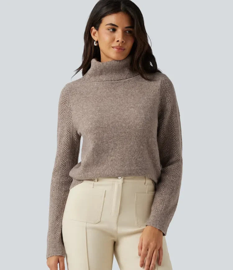 High Neck Long Sleeve Slim Work Jumper
