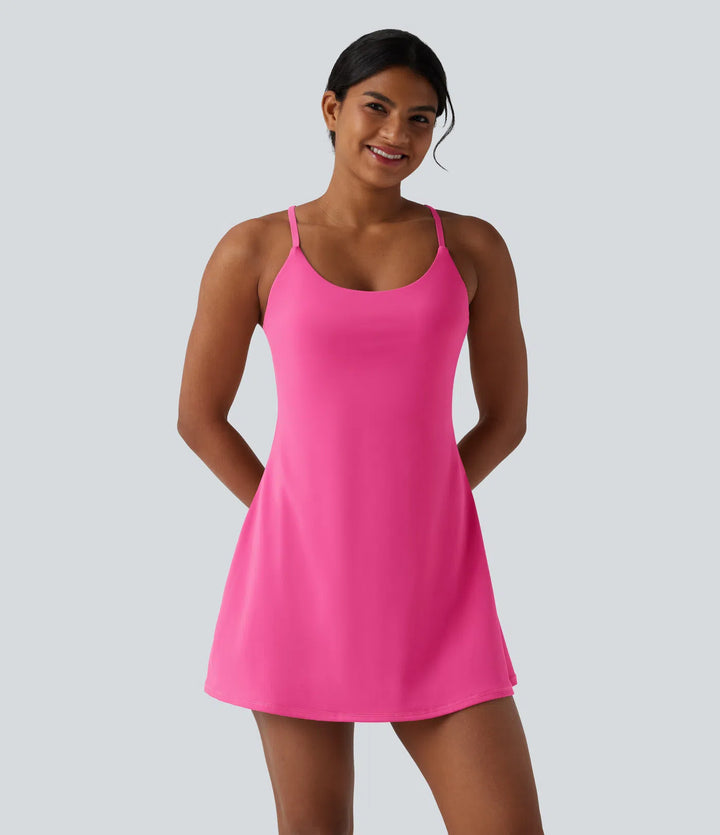 Softlyzero Plush Tummy Control Active Dress with Pockets-Easy Peezy Edition