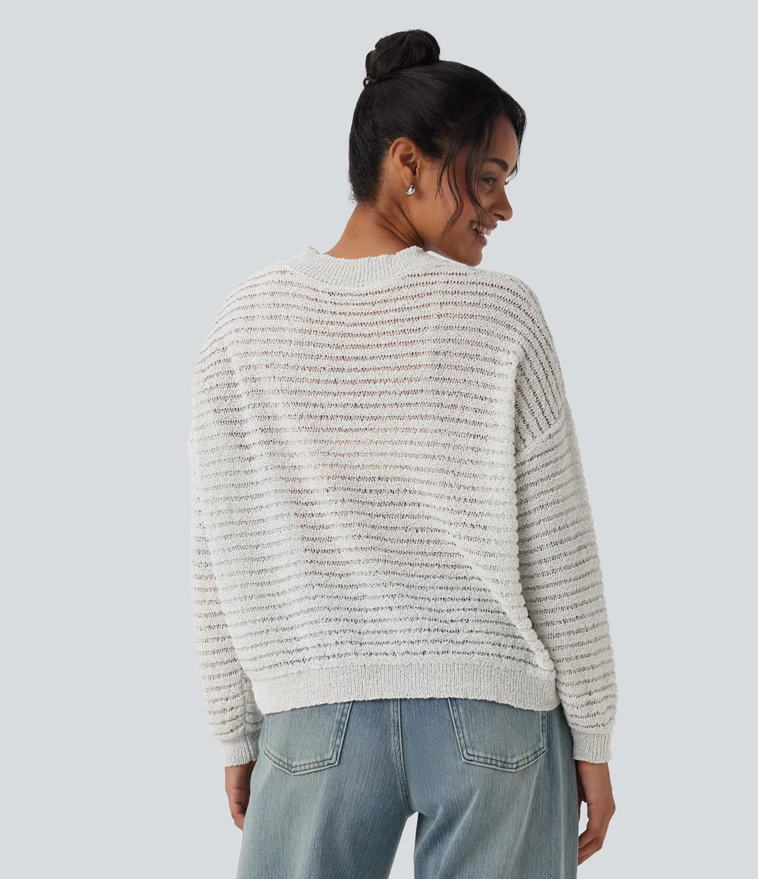 Round Neck Dropped Shoulder Relaxed Casual Jumper