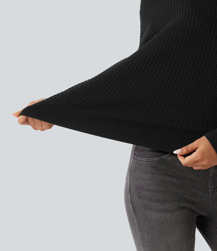 Off Shoulder Long Sleeve Casual Wool-Blend Jumper