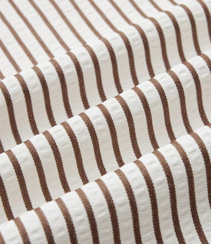 Long Sleeve Wrapped Tie Side Stripe Work Shirt