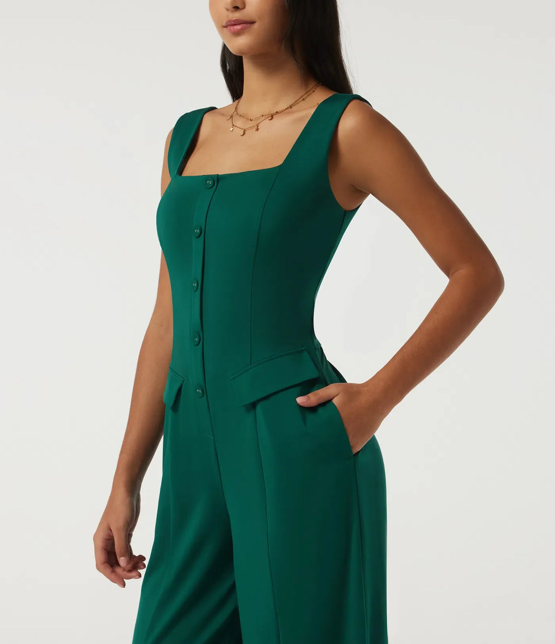 Square Neck Sleeveless Wide Leg Casual Jumpsuit with Pockets-Easy Peezy Edition