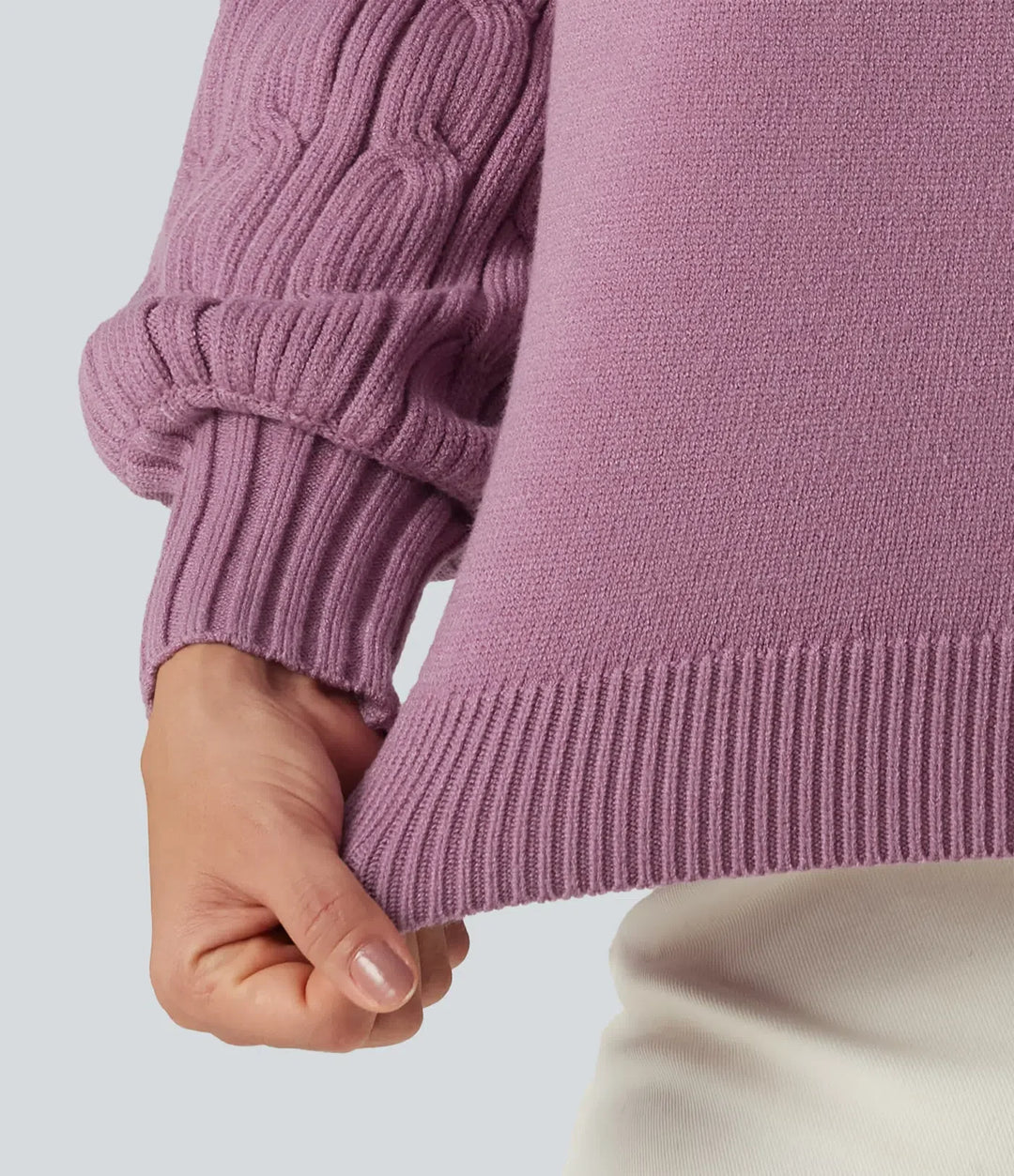 Round Neck Long Sleeve Slit Hem Casual Jumper