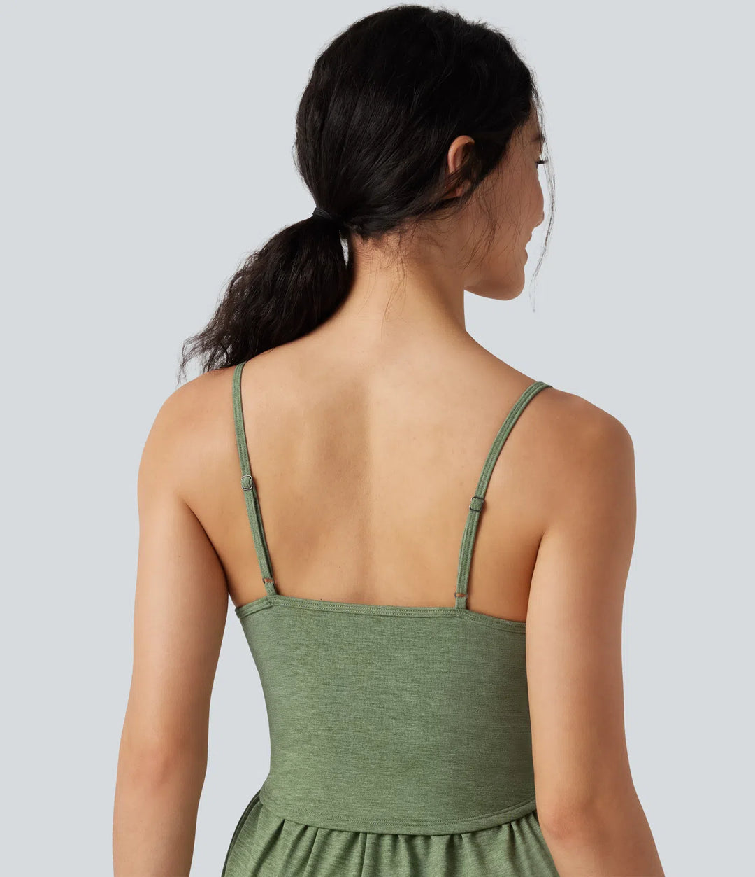 Built-in Bra Ruched 2-in-1 Heathered Casual Playsuit with Pockets-Easy Peezy Edition