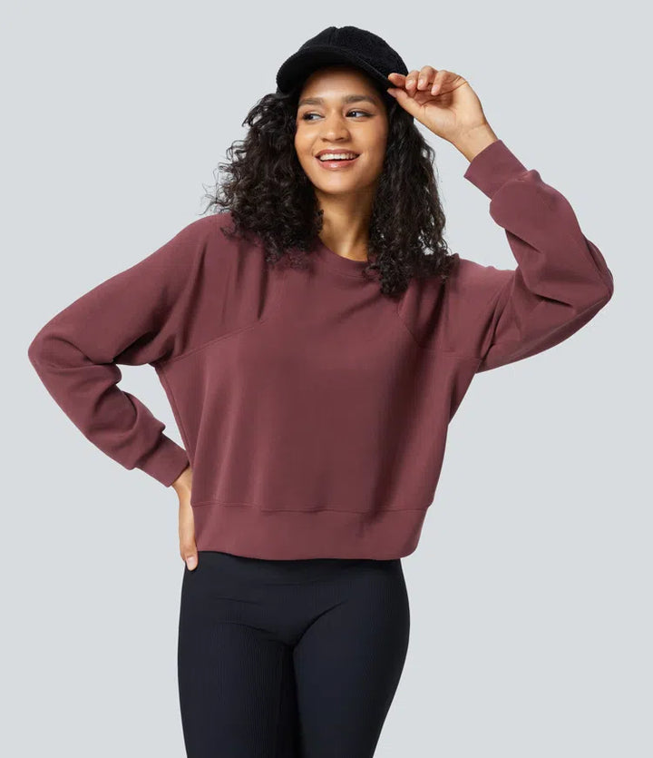 SpacerTek Round Neck Raglan Sleeve Solid Casual Sweatshirt