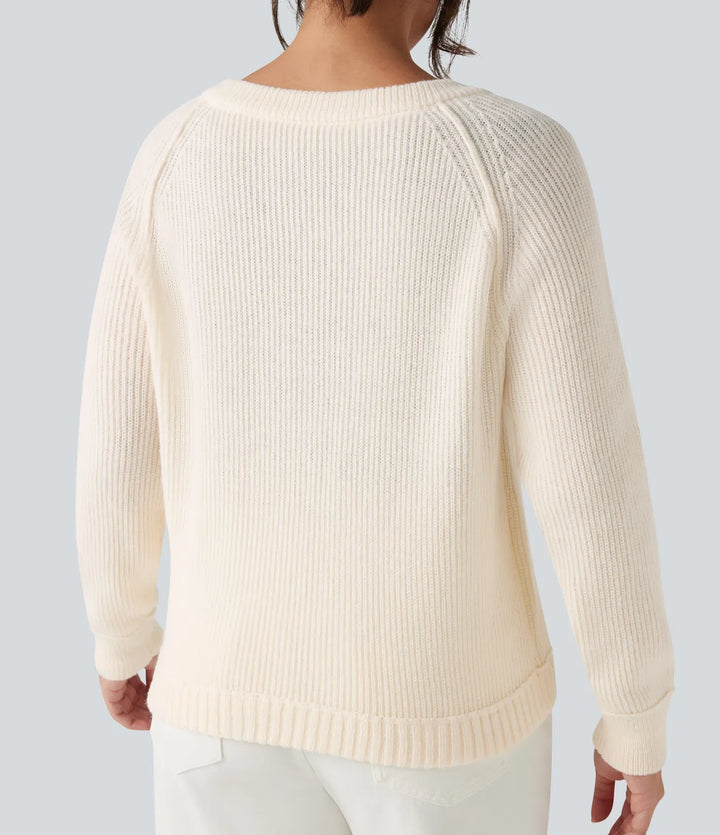 Round Neck Long Sleeve Casual Cardigan