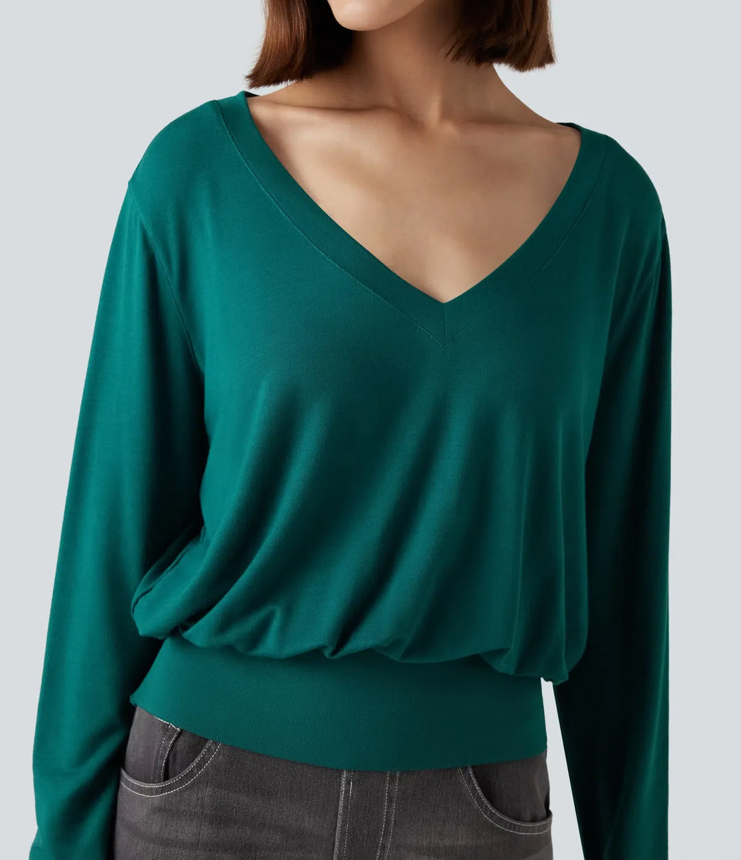 V Neck Long Sleeve Casual Sweatshirt