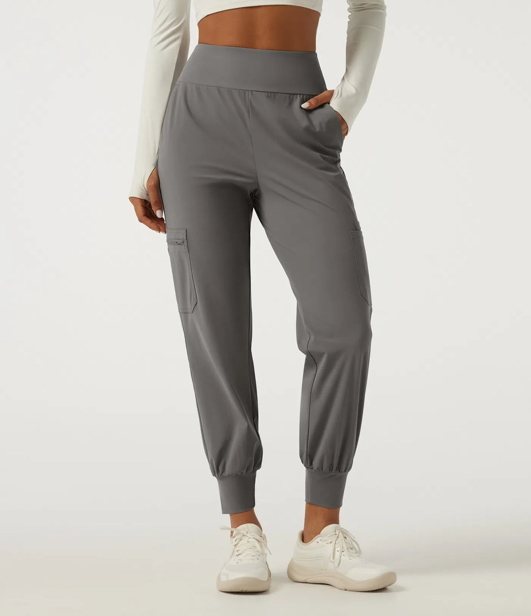 Wrinkle Recovery Quick Dry High Waisted Tapered Workout Joggers with Pockets