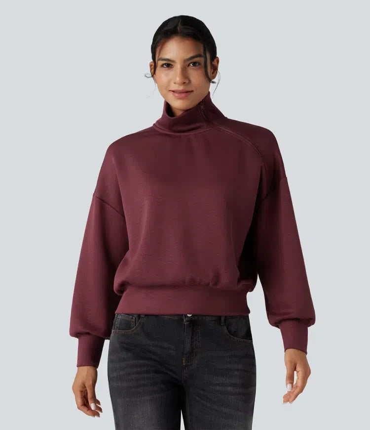 SpacerTek Funnel Neck Half Zip Oversized Casual Sweatshirt