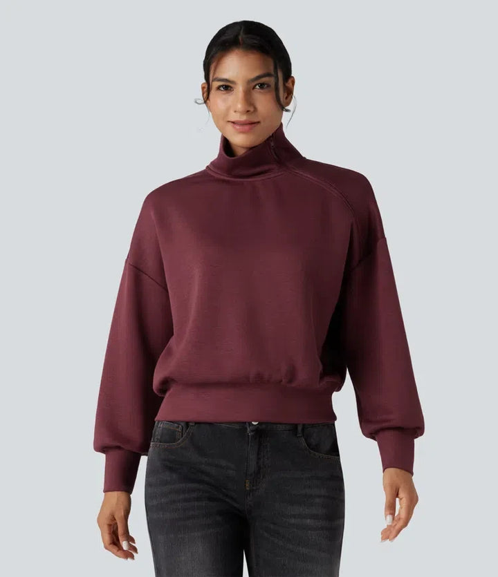 SpacerTek Funnel Neck Half Zip Oversized Casual Sweatshirt