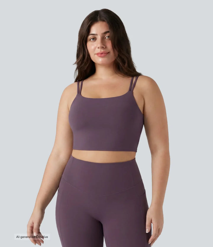 Plus Size Halara UltraSculpt Built-in Bra Double Straps Twisted Backless Cropped Yoga Tank Top