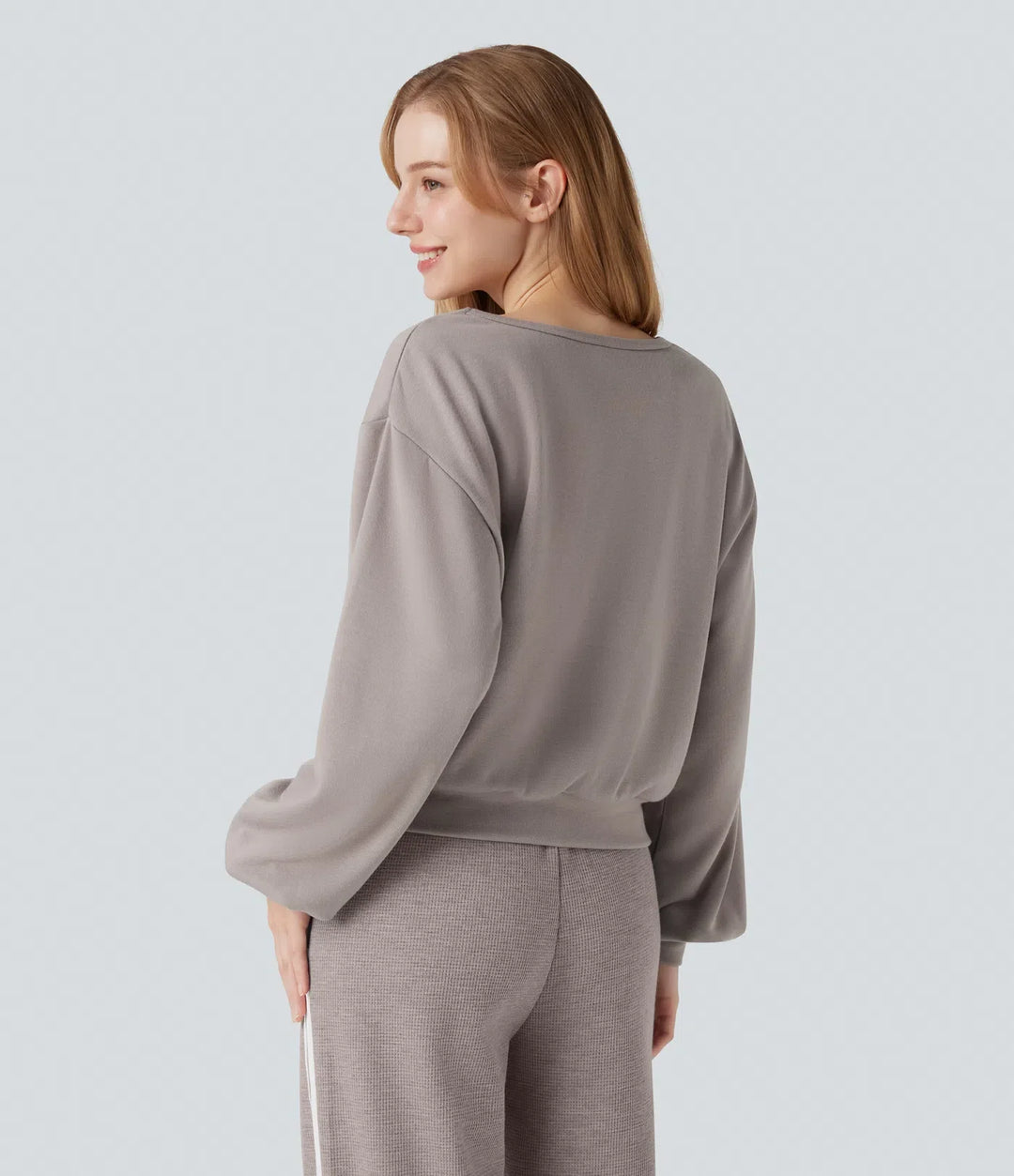 V Neck Long Sleeve Casual Sweatshirt