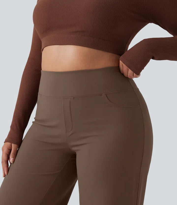 Plus Size DayStretch High Waisted Tummy Control Wide Leg Baggy Yoga Trousers with Pockets