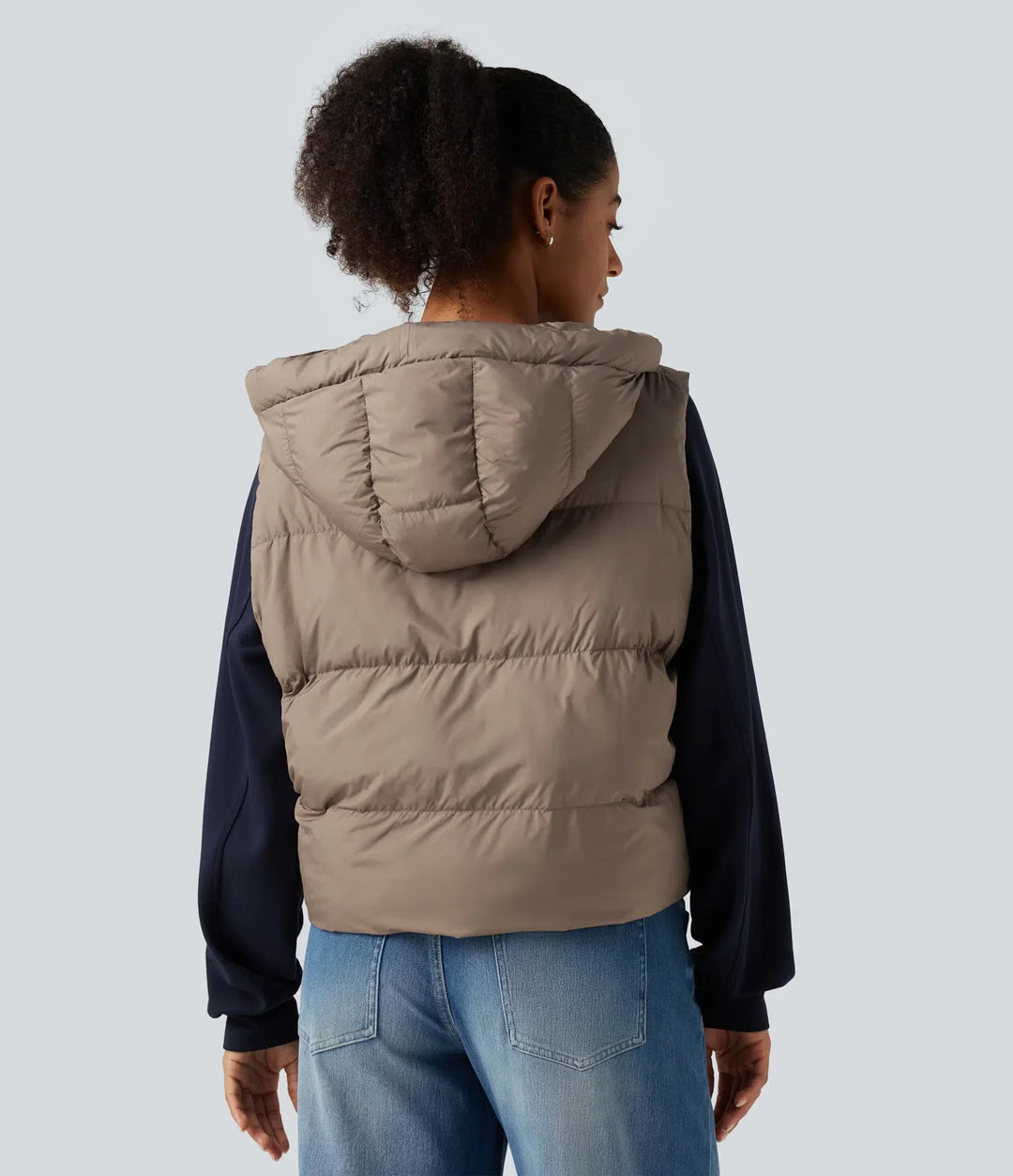 Hooded Casual Padded Vest with Pockets