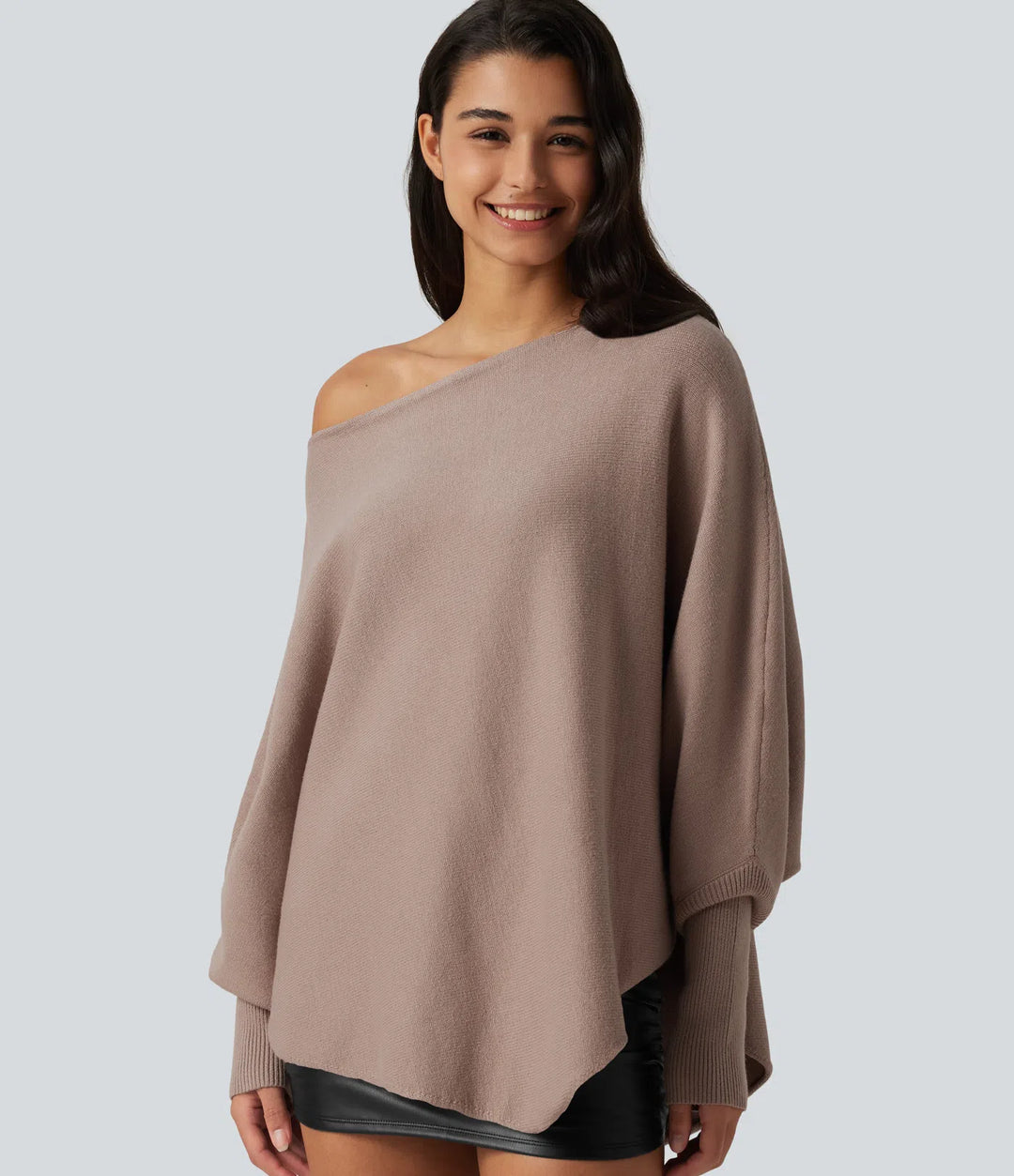 Batwing Long Sleeve Asymmetric Hem Casual Jumper