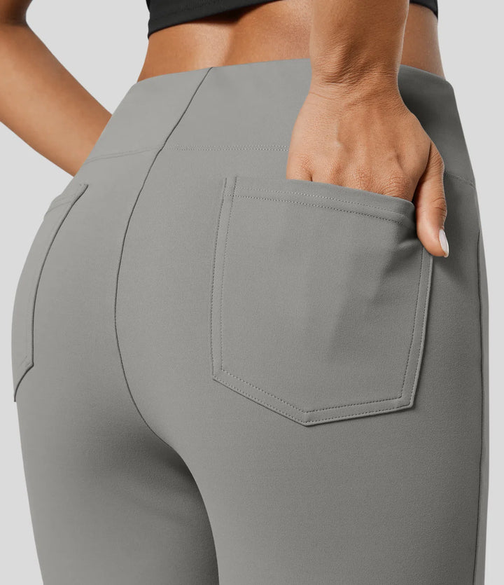 Halara Flex High Waisted Back Side Pocket Slight Flare Work Trousers