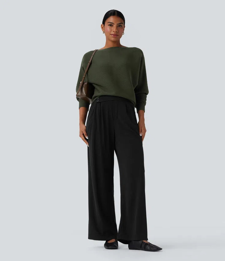 Boat Neck Batwing Sleeve Casual Jumper