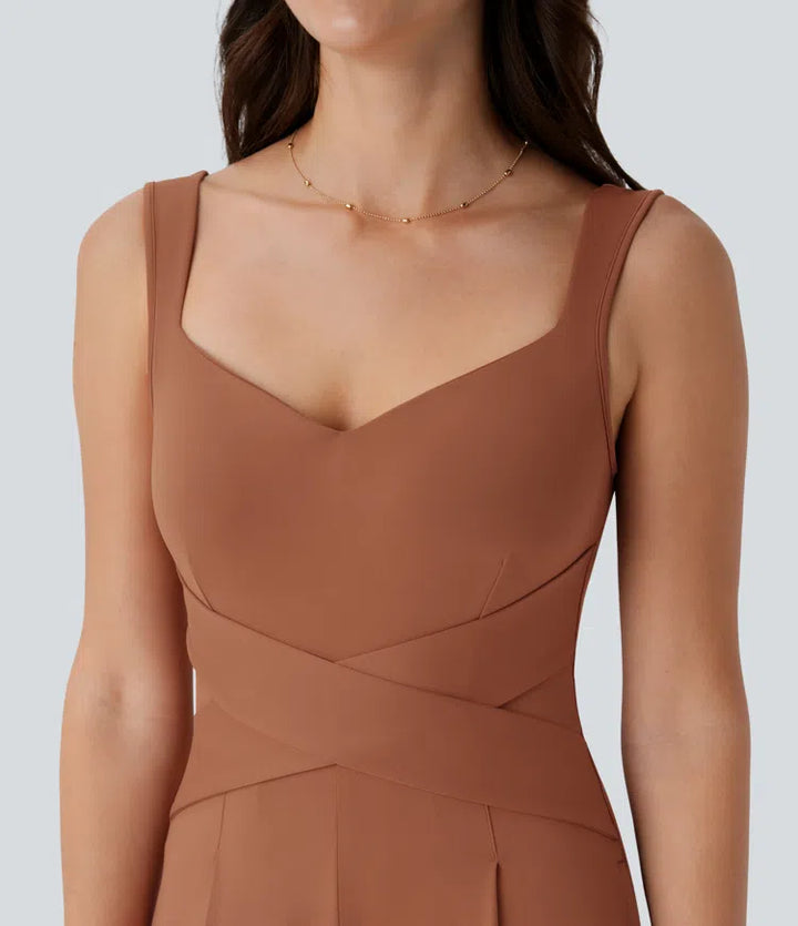 U Back Sleeveless Casual Party Jumpsuit with Pockets